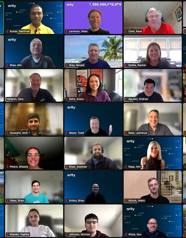 grid image of employees at Arity on a zoom call